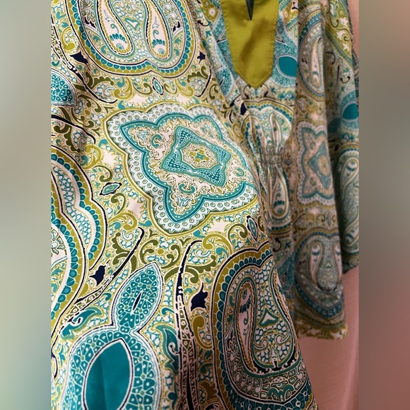 ⚫️ BOGO Jones New York Blue Green Paisley Women's Top Flowy summer Vacation SP - Picture 4 of 8